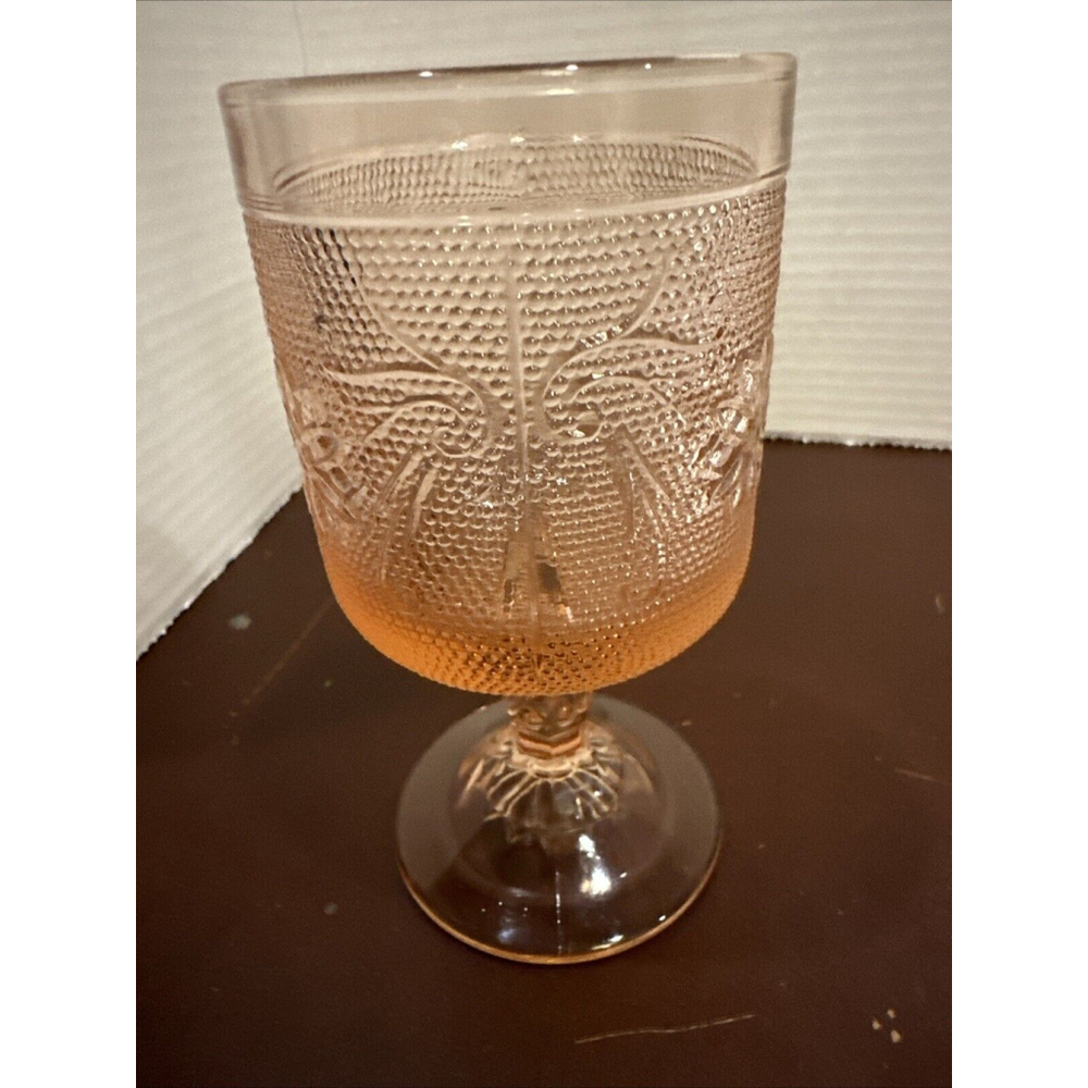 VINTAGE TIARA INDIANA SANDWICH PINK Glass Goblet Juice Glass 5.5” Replacement